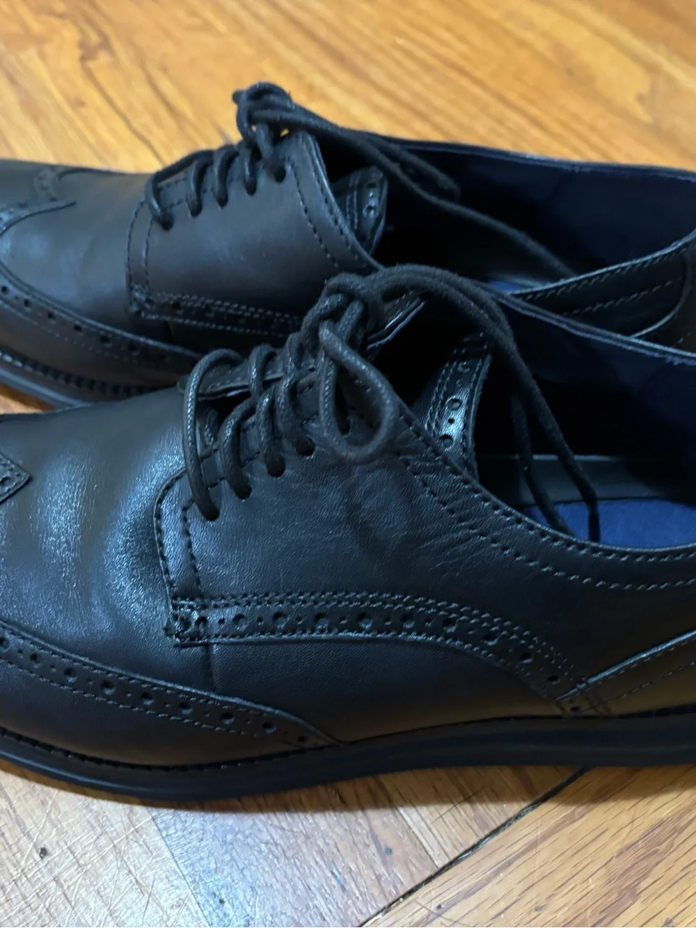Cole Haan Black Leather Wingtip Oxford Derby Shoes